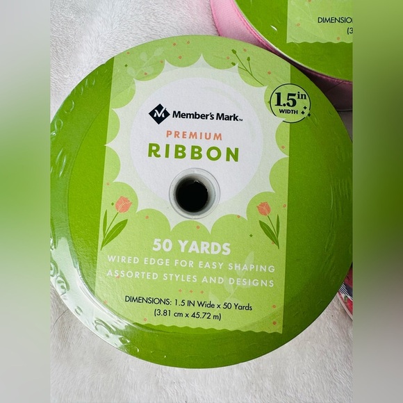Member's Mark Premium Wired Ribbon 1.5” Wide x 50 Yards Bundle of 3. - Picture 2 of 4